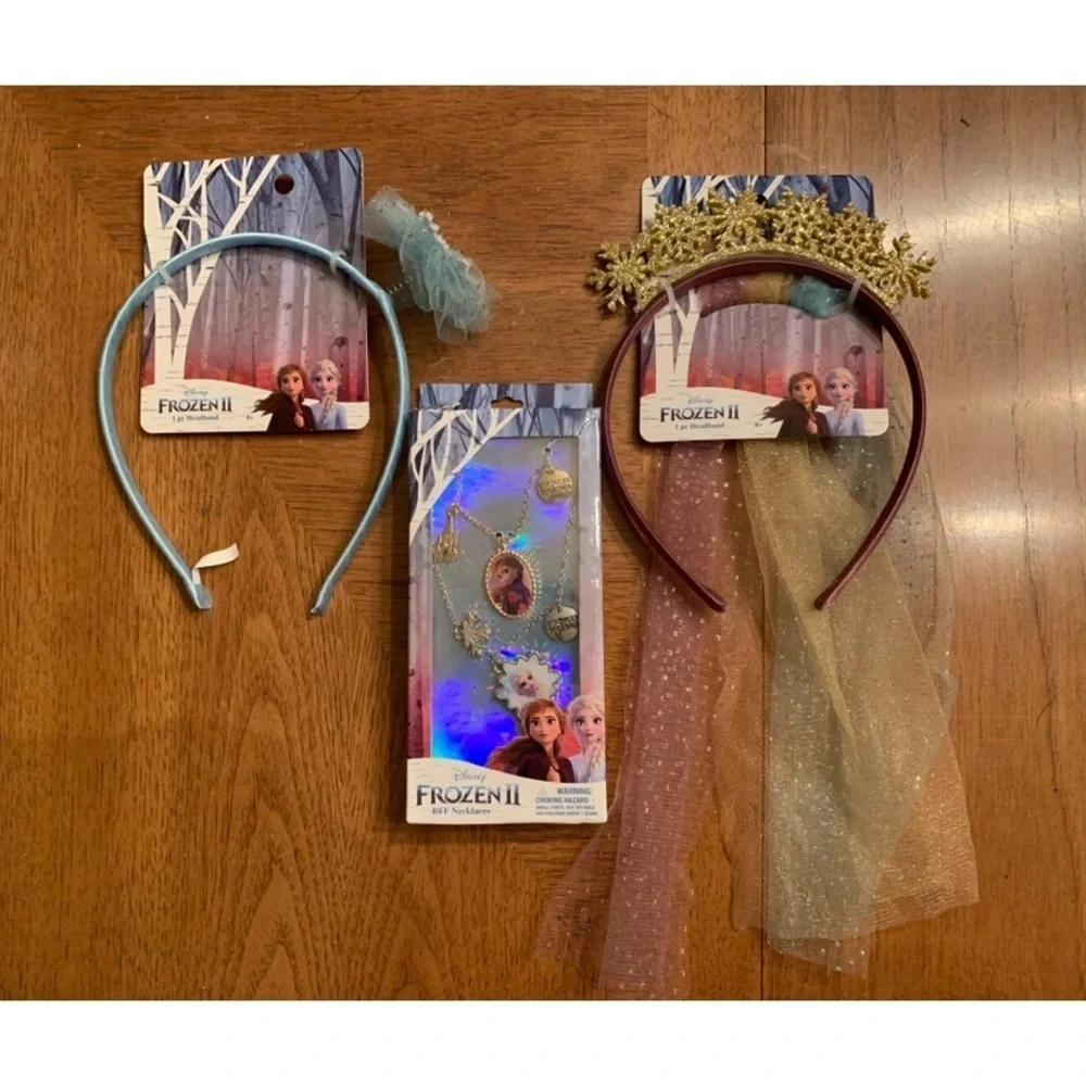 NWT frozen 2 hair accessories & necklace bundle headbands BFF Necklaces veil